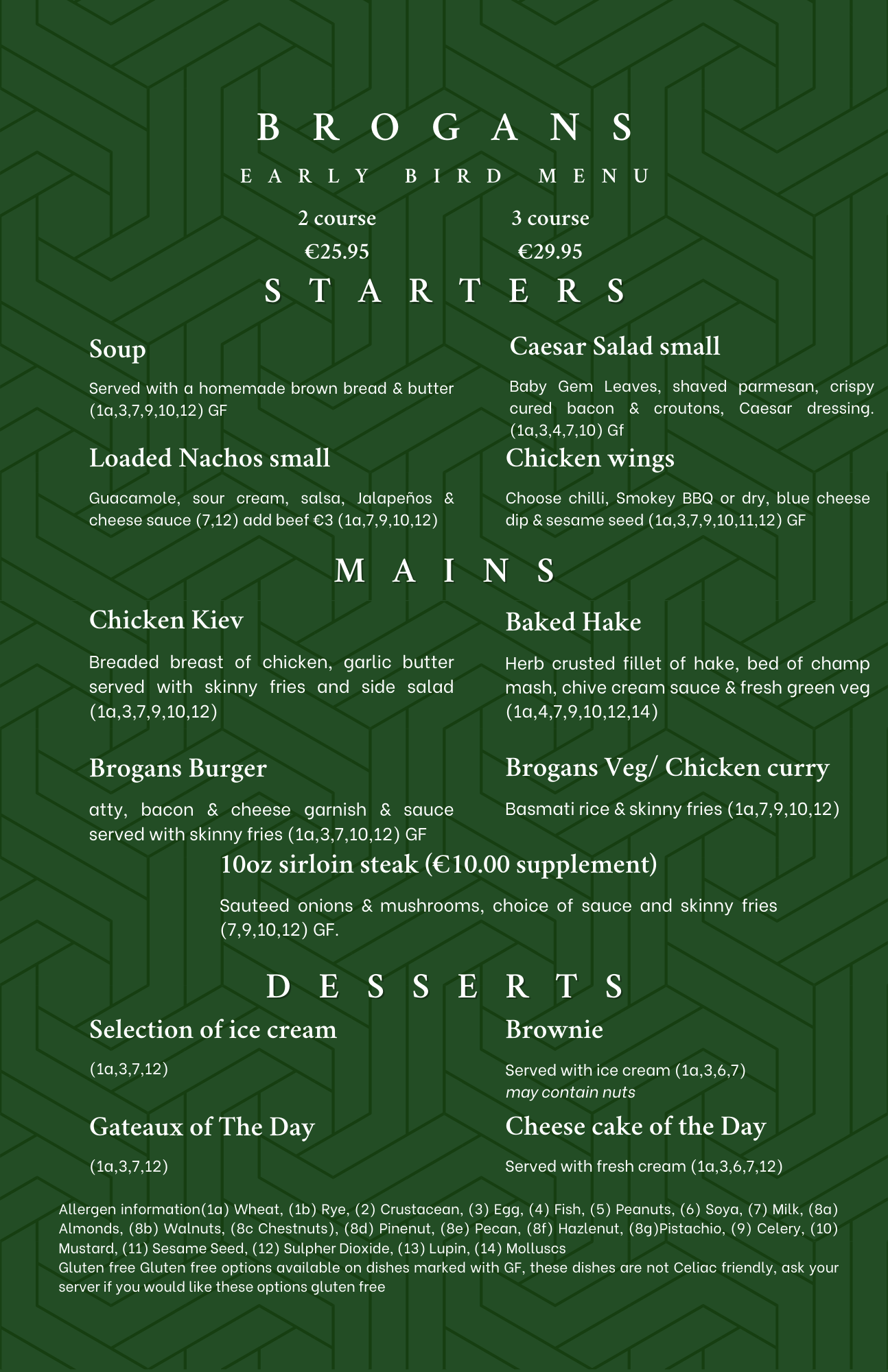 Menus - Brogans Bar & Grill - Brogans Bar & Hotel